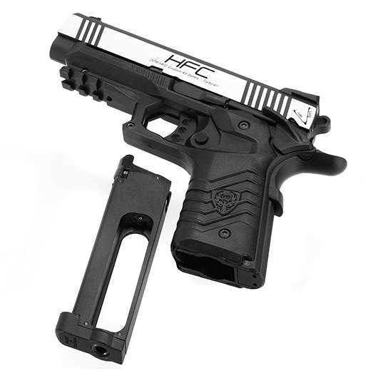 HFC M1911S Custom 45 GripTac Airsoftpistole Vollmetall CO2BB 6mm BB Dual Tone inkl. Pistolenkoffer Bild 6