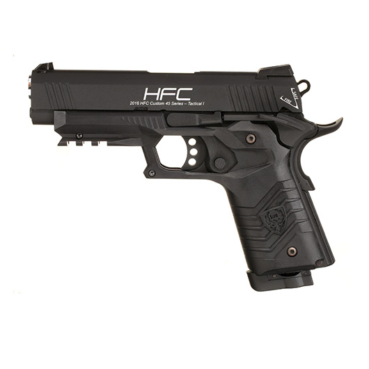 HFC M1911S Custom 45 GripTac Airsoftpistole Vollmetall CO2BB 6mm BB schwarz inkl. Pistolenkoffer Bild 1