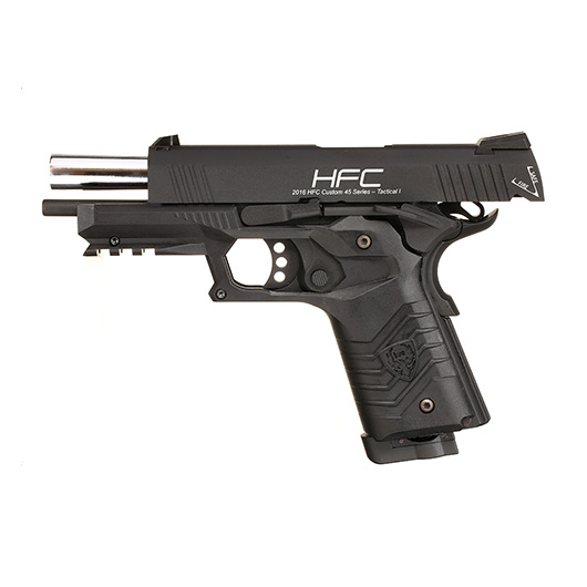 HFC M1911S Custom 45 GripTac Airsoftpistole Vollmetall CO2BB 6mm BB schwarz inkl. Pistolenkoffer Bild 2