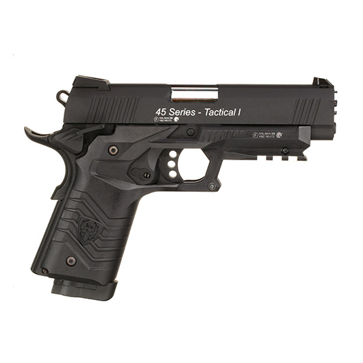HFC M1911S Custom 45 GripTac Airsoftpistole Vollmetall CO2BB 6mm BB schwarz inkl. Pistolenkoffer Bild 3