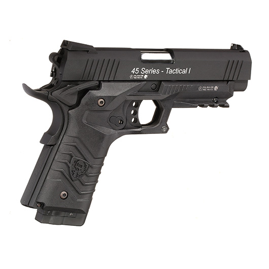 HFC M1911S Custom 45 GripTac Airsoftpistole Vollmetall CO2BB 6mm BB schwarz inkl. Pistolenkoffer Bild 4
