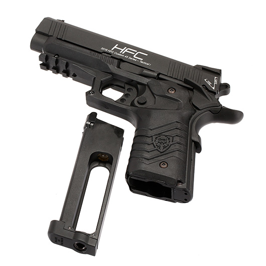 HFC M1911S Custom 45 GripTac Airsoftpistole Vollmetall CO2BB 6mm BB schwarz inkl. Pistolenkoffer Bild 6