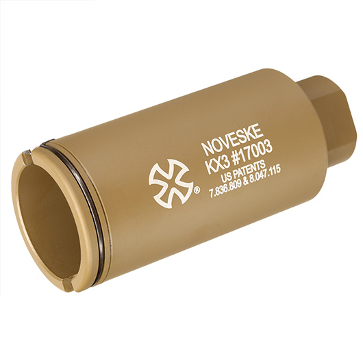 APS / EMG Noveske KX3 CNC Aluminium Sound Amplifier Flash-Hider Tan 14mm-