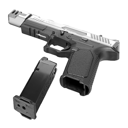 EMG / Strike Industries ARK Compensator mit Metallschlitten GBB 6mm BB 2-Tone grau-silber Bild 6