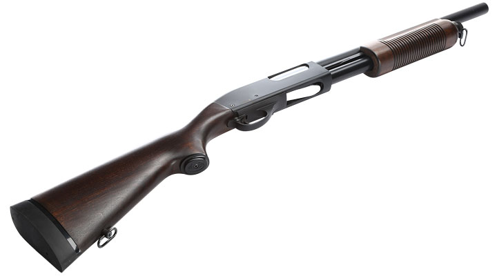 Maruzen M870 Standard Pump Action Gas Shotgun mit Hlsenauswurf 6mm BB Echtholz Bild 4