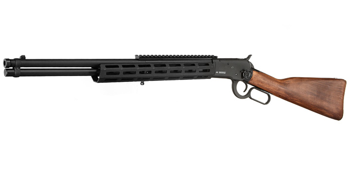 A&K M1892R LOCK Unterhebelrepetiergewehr Gas-Bolt-Action 6mm BB schwarz - Echtholz Version
