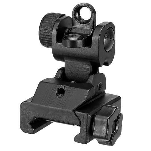 APS Battle Folding Flip-Up Rear Sight f. 20 - 22mm Schienen schwarz