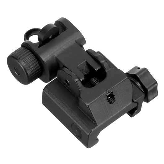 APS Battle Folding Flip-Up Rear Sight f. 20 - 22mm Schienen schwarz Bild 2