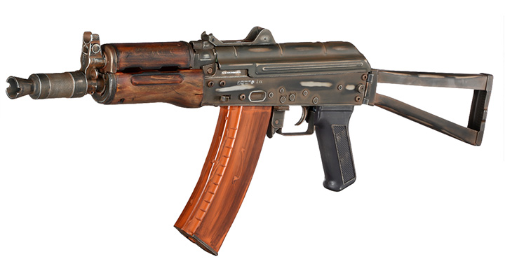 APS AKS-74U Vollmetall Airsoft Echtholz BlowBack S-AEG 6mm BB - Battle Worn Edition