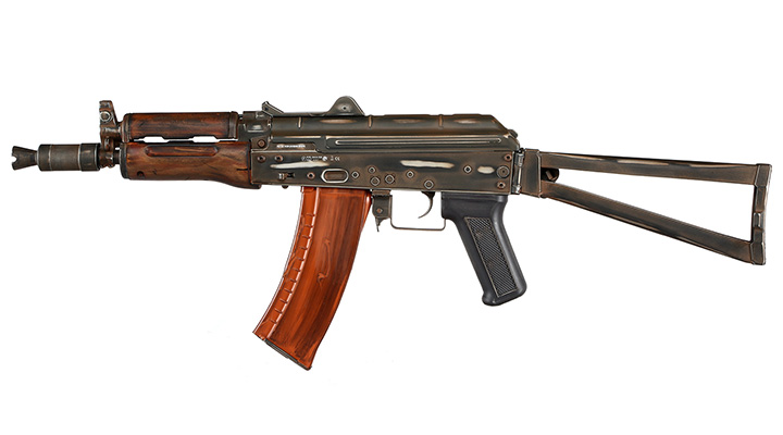 APS AKS-74U Vollmetall Airsoft Echtholz BlowBack S-AEG 6mm BB - Battle Worn Edition Bild 1
