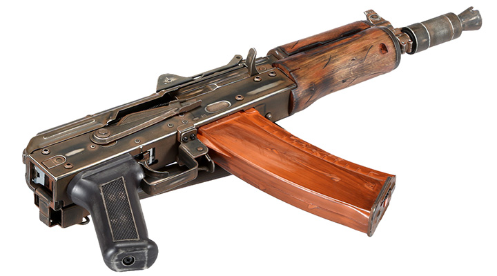 APS AKS-74U Vollmetall Airsoft Echtholz BlowBack S-AEG 6mm BB - Battle Worn Edition Bild 4