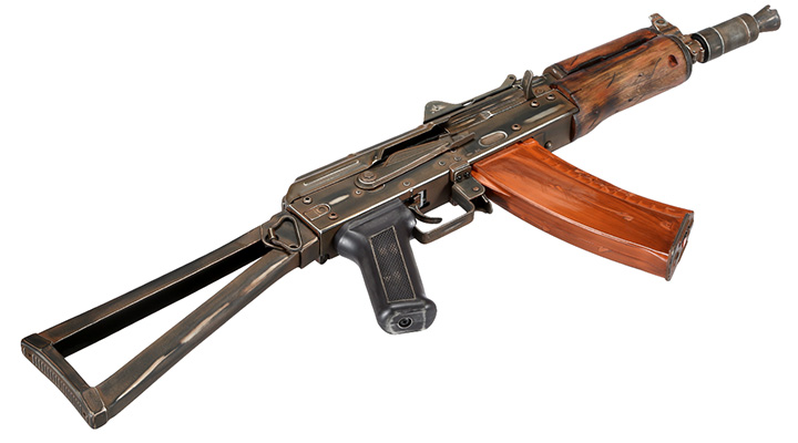 APS AKS-74U Vollmetall Airsoft Echtholz BlowBack S-AEG 6mm BB - Battle Worn Edition Bild 5