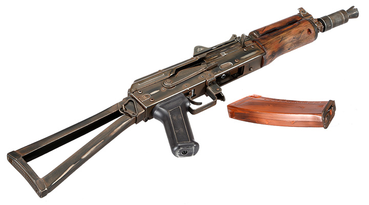 APS AKS-74U Vollmetall Airsoft Echtholz BlowBack S-AEG 6mm BB - Battle Worn Edition Bild 6