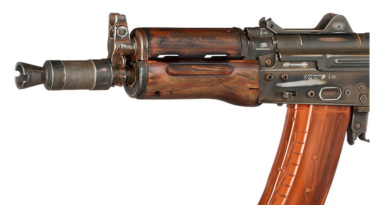 APS AKS-74U Vollmetall Airsoft Echtholz BlowBack S-AEG 6mm BB - Battle Worn Edition Bild 7