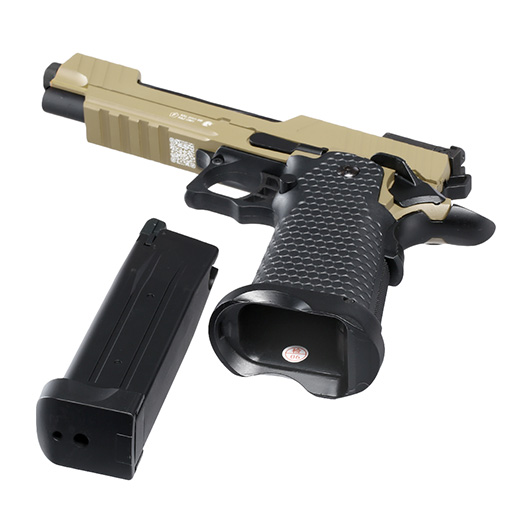 Jag Arms Hi-Capa 5.1 GMX 1.0 Vollmetall GBB 6mm BB tan / schwarz Bild 6