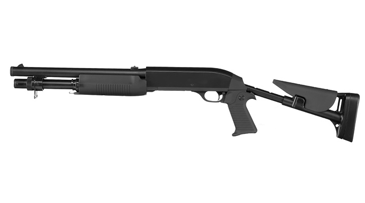 D.E. M56-C 3 Rounds Multi-Shot Pumpgun Shorty Flex-Stock Springer schwarz Bild 2