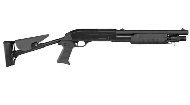 D.E. M56-C 3 Rounds Multi-Shot Pumpgun Shorty Flex-Stock Springer schwarz Bild 3