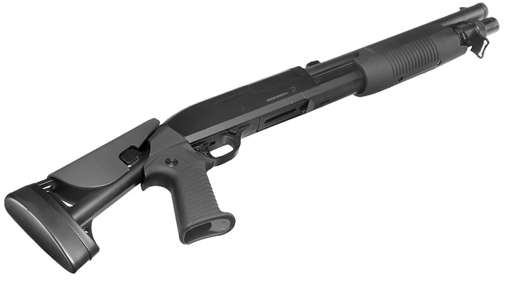 D.E. M56-C 3 Rounds Multi-Shot Pumpgun Shorty Flex-Stock Springer schwarz Bild 5