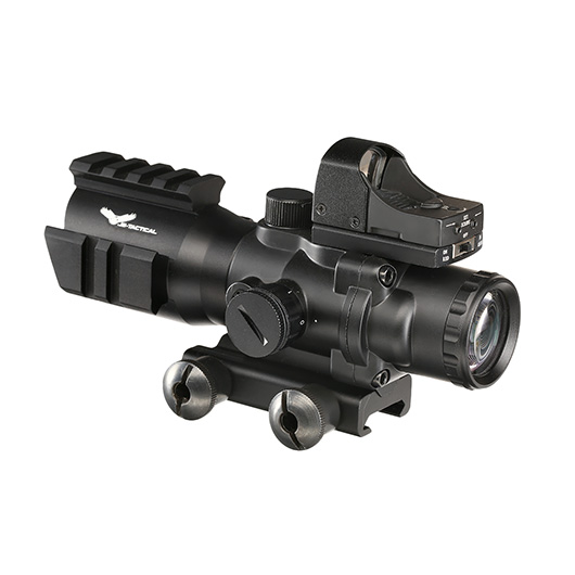 JS-Tactical Tactical Scope 4x32 Red Mil-Dot mit Red- / Green-Dot LPZ inkl. 22 mm Halterung schwarz Bild 1