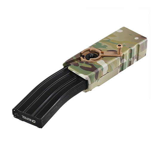 Nuprol Ultra Magazin Silent Fast Loader Speedloader f. M4 AEG / S-AEG Magazine MC-Camo Bild 6