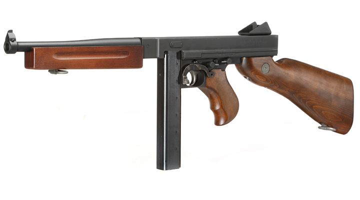 King Arms Thompson M1A1 Military Vollmetall S-AEG 6mm BB schwarz - Echtholz