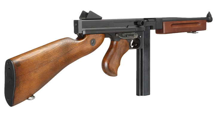 King Arms Thompson M1A1 Military Vollmetall S-AEG 6mm BB schwarz - Echtholz Bild 3