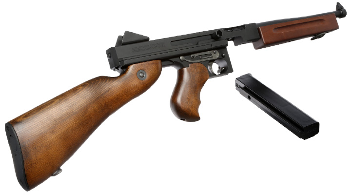 King Arms Thompson M1A1 Military Vollmetall S-AEG 6mm BB schwarz - Echtholz Bild 5