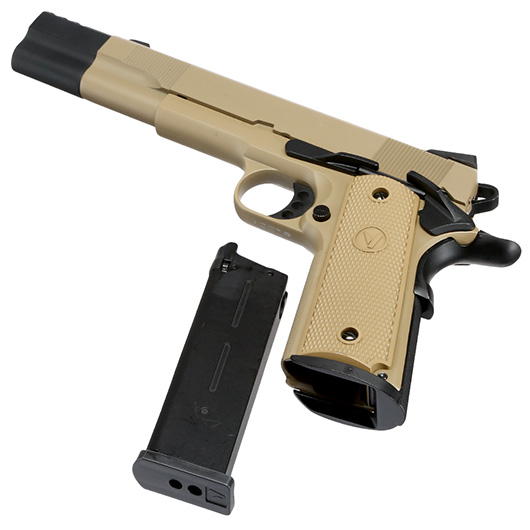 Vorsk Airsoft VP-X 1911 Vollmetall GBB 6mm BB tan / schwarz Bild 6