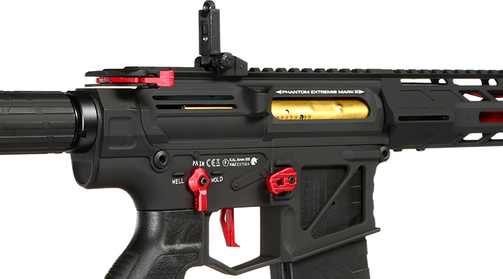 APS Phantom Extremis Rifle MK3 eSilver Edge SDU-MosFet 2.0 Vollmetall S-AEG 6mm BB schwarz / rot Bild 7