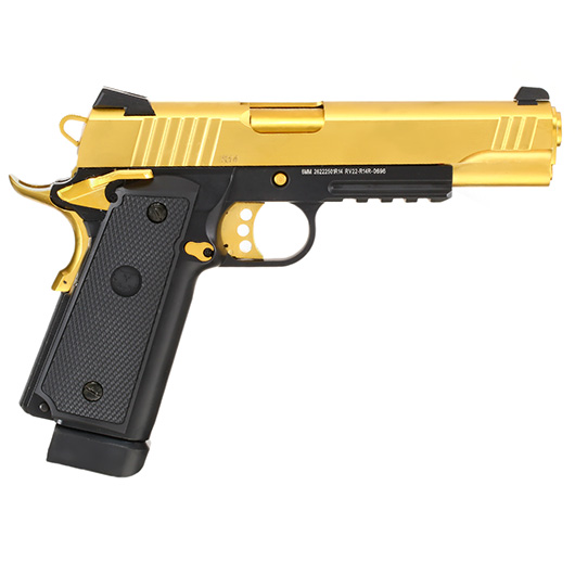 Nuprol Raven Hi-Capa R14 Vollmetall GBB 6mm BB gold / schwarz Bild 3