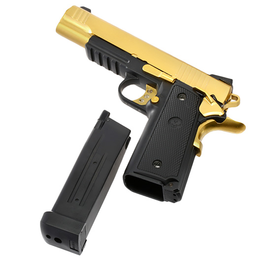 Nuprol Raven Hi-Capa R14 Vollmetall GBB 6mm BB gold / schwarz Bild 6