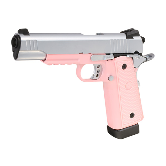 Nuprol Raven Hi-Capa R14 Vollmetall GBB 6mm BB silber / pink