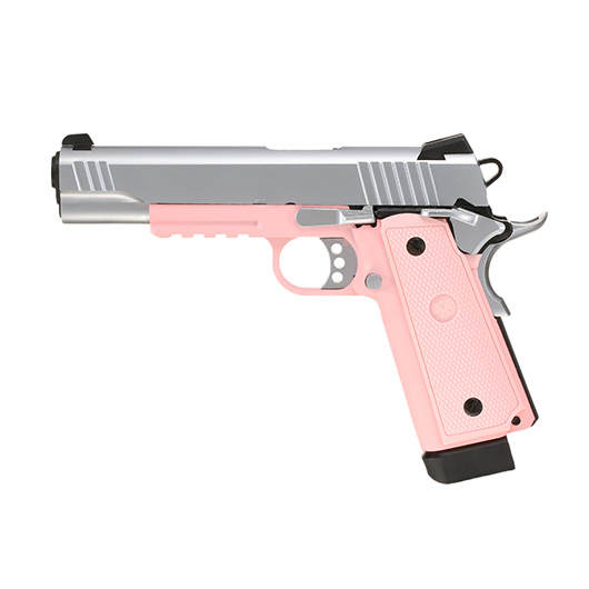 Nuprol Raven Hi-Capa R14 Vollmetall GBB 6mm BB silber / pink Bild 1