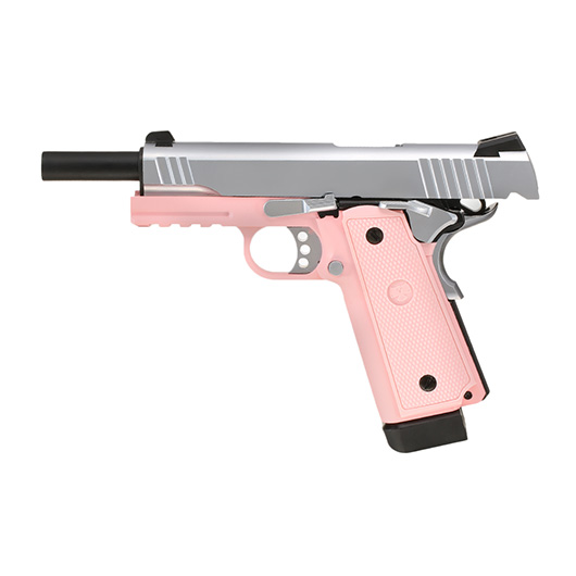 Nuprol Raven Hi-Capa R14 Vollmetall GBB 6mm BB silber / pink Bild 2