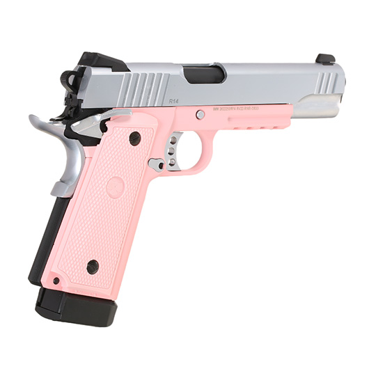 Nuprol Raven Hi-Capa R14 Vollmetall GBB 6mm BB silber / pink Bild 4