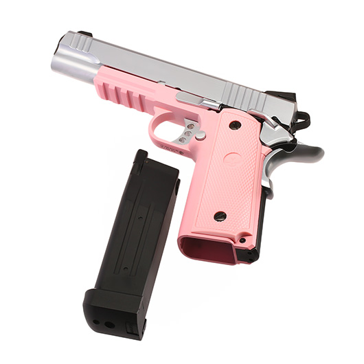 Nuprol Raven Hi-Capa R14 Vollmetall GBB 6mm BB silber / pink Bild 6