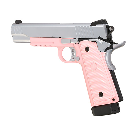 Nuprol Raven Hi-Capa R14 Vollmetall GBB 6mm BB silber / pink Bild 8