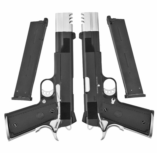 Vorsk Airsoft VP-X 1911 Vollmetall GBB 6mm BB schwarz / chrome - Special Twin Pack Edition