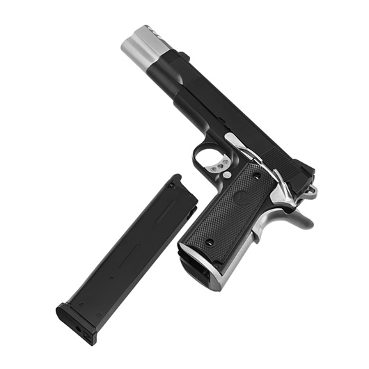 Vorsk Airsoft VP-X 1911 Vollmetall GBB 6mm BB schwarz / chrome - Special Twin Pack Edition Bild 7