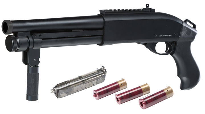 Jag Arms Scattergun Super CQB Vollmetall Pump Action Gas Shotgun 6mm BB schwarz