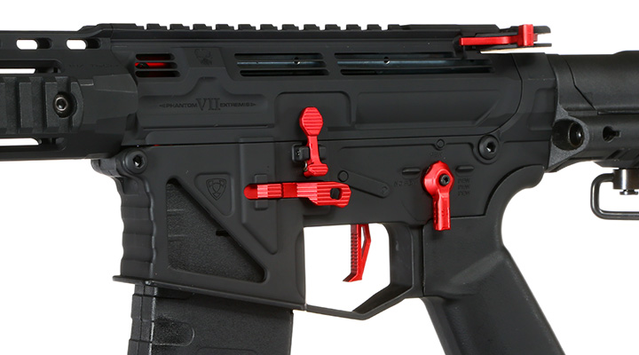 APS Phantom Extremis Rifle MK7 CRS Vollmetall eSilver Edge SDU-Mosfet 2.0 S-AEG 6mm BB schwarz / rot Bild 7