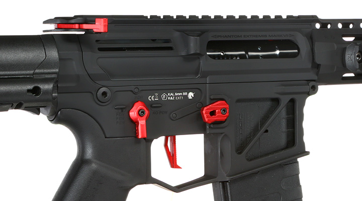 APS Phantom Extremis Rifle MK7 CRS Vollmetall eSilver Edge SDU-Mosfet 2.0 S-AEG 6mm BB schwarz / rot Bild 8