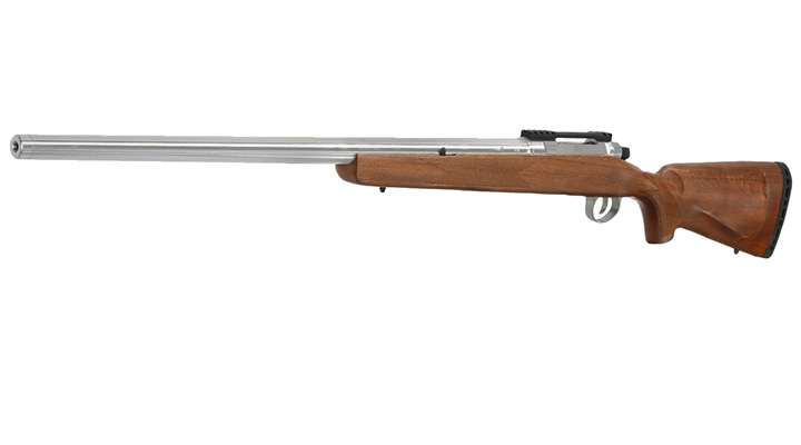 APS / EMG Barrett Fieldcraft Gas Bolt Action Snipergewehr 6mm BB Echtholz / silber