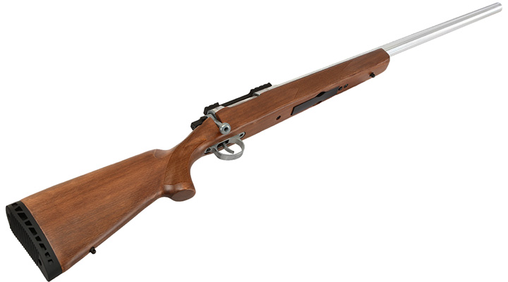 APS / EMG Barrett Fieldcraft Gas Bolt Action Snipergewehr 6mm BB Echtholz / silber Bild 4