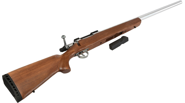 APS / EMG Barrett Fieldcraft Gas Bolt Action Snipergewehr 6mm BB Echtholz / silber Bild 5