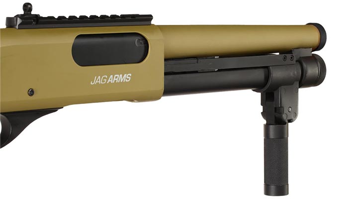 Jag Arms Scattergun Super CQB Vollmetall Pump Action Gas Shotgun 6mm BB tan Bild 9