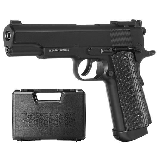 Well M1911 Combat Vollmetall CO2 NBB 6mm BB schwarz inkl. Koffer