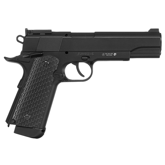 Well M1911 Combat Vollmetall CO2 NBB 6mm BB schwarz inkl. Koffer Bild 2