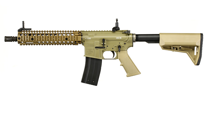 King Arms / EMG Daniel Defense MK18 MOD1 Vollmetall Gas-Blow-Back 6mm BB Dark Earth Bild 1