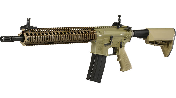 King Arms / EMG Daniel Defense M4A1 RIS II Vollmetall Gas-Blow-Back 6mm BB Dark Earth